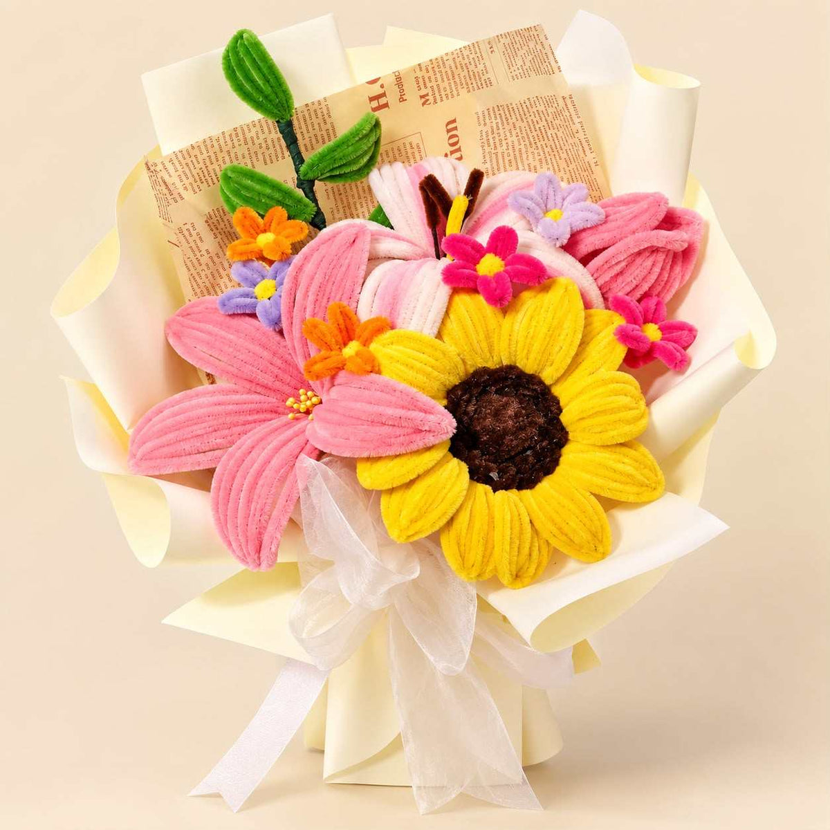 Sunflower & Pink Lily Flower Bouquet for Her in Pakistan at stuffeez.pk