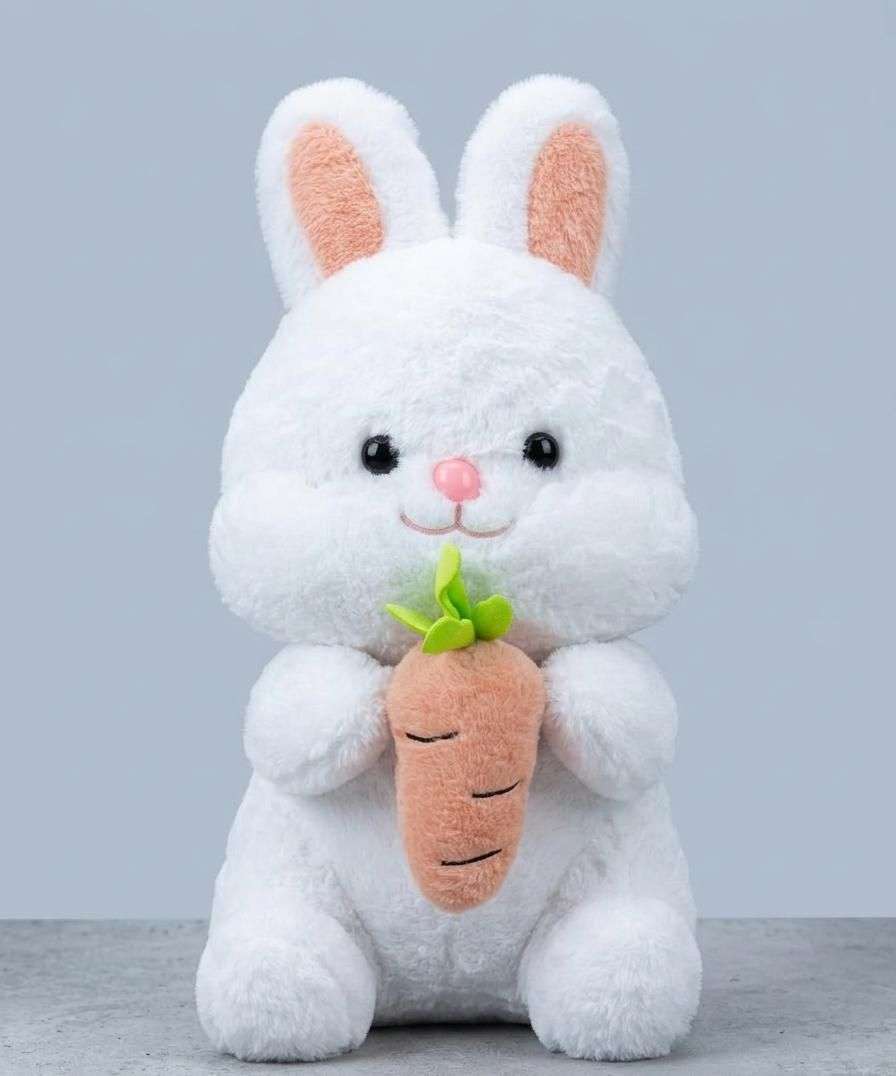 white bunny with carrot plush toy soft stuffed toy in Pakistan cute plushie premium soft toy