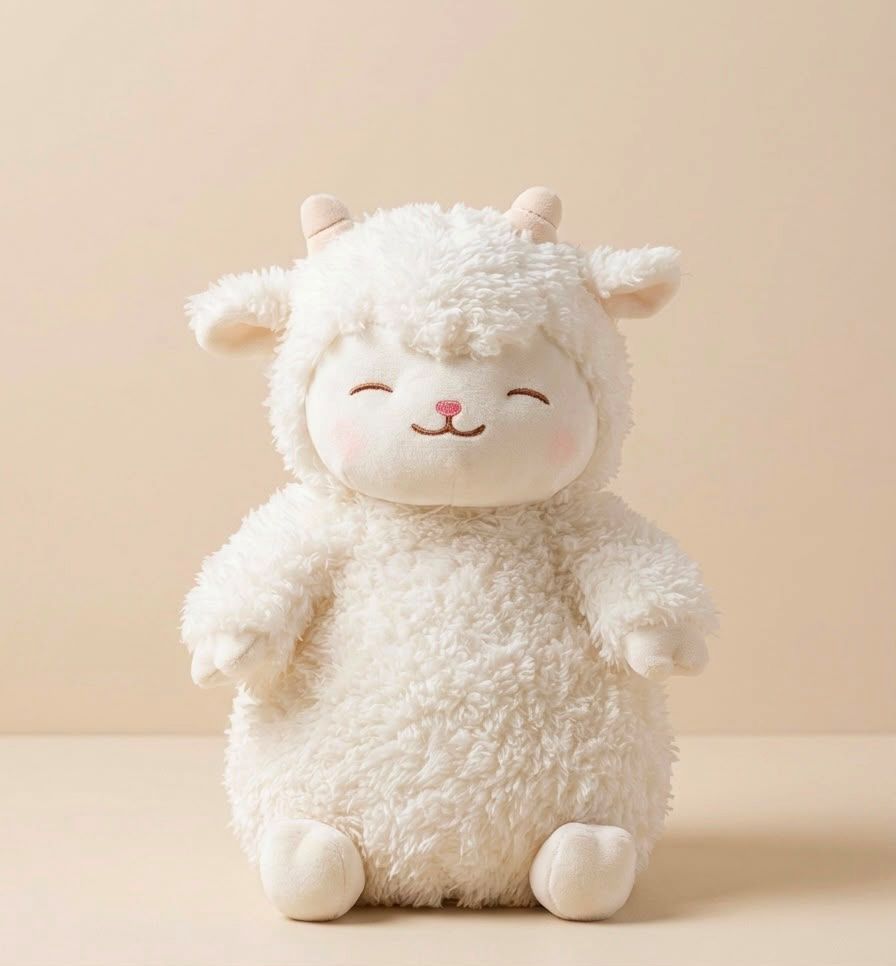 Cozy Sleepy Lamb stuffed toy soft plush.