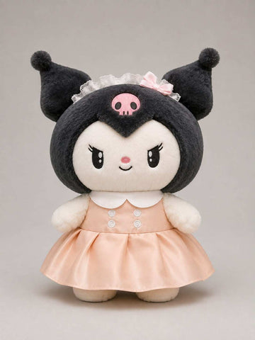 Kuromi Princess Plushie in peach dress premium plush toy