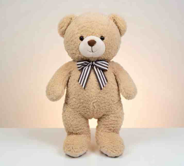 1 feet beige sherpa bow teddy bear soft plushie in Pakistan, premium quality teddy bear.
