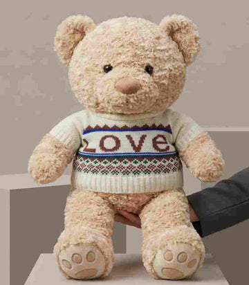2 feet beige teddy bear with sweater, soft premium plush stuffed toy in Pakistan.