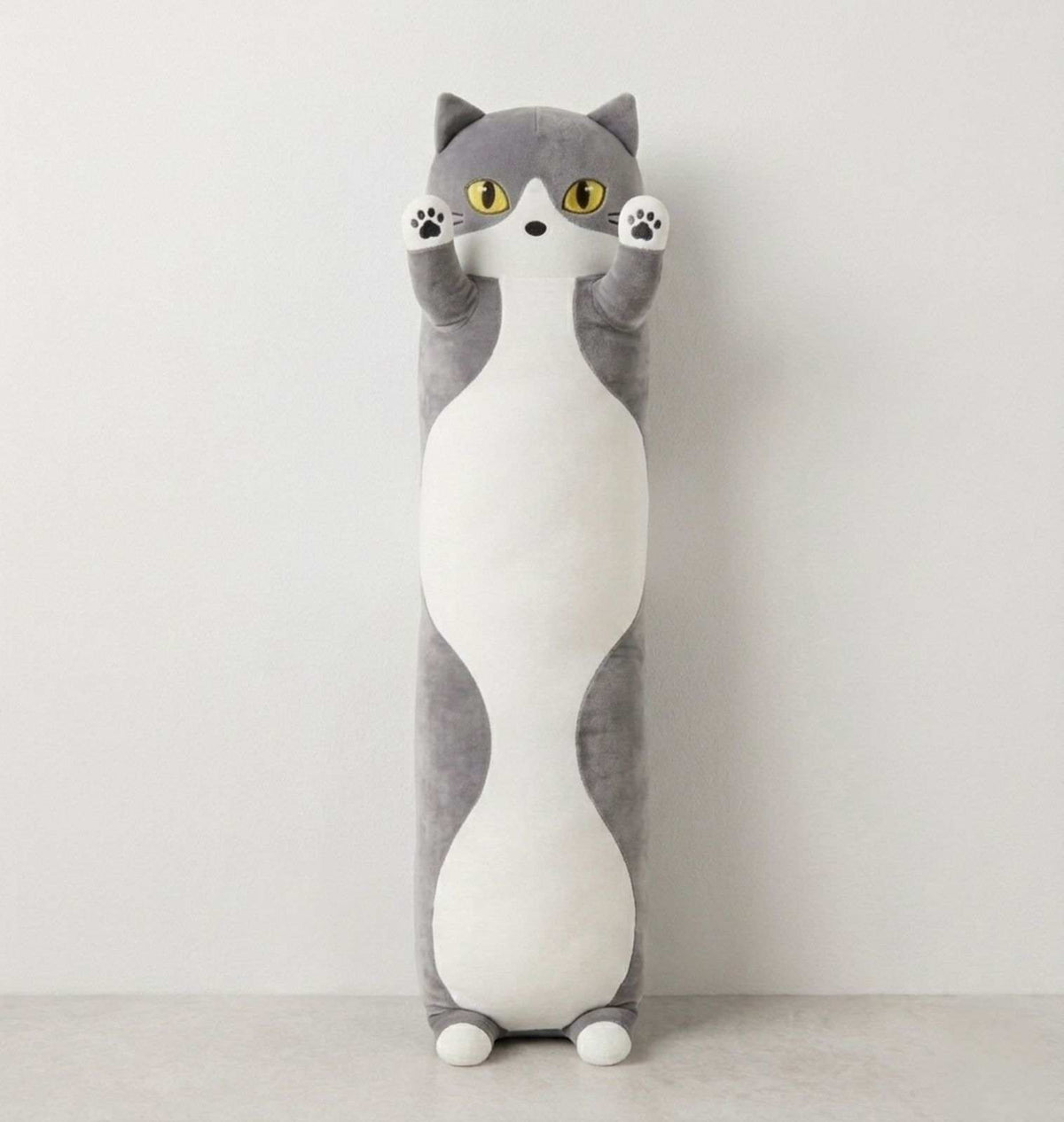 3 feet grey cat pillow designed for cuddles