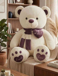 6 feet heart shaped white teddy bear, giant plush teddy in Pakistan.