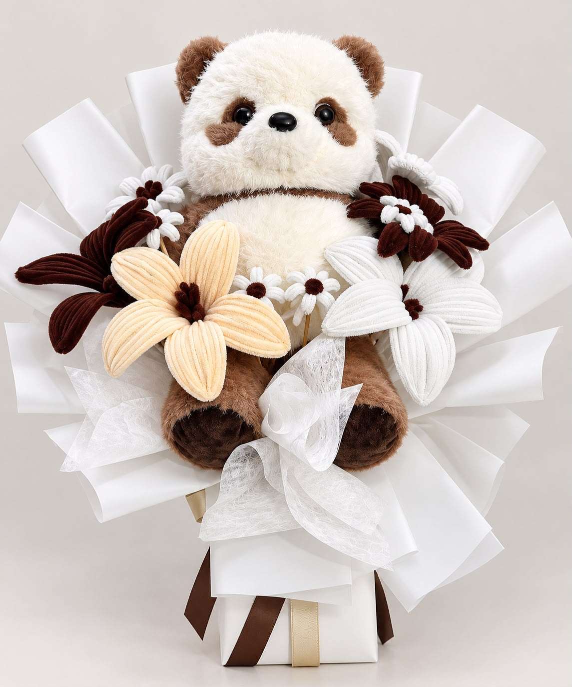 Brown Panda Plush Flower Bouquet – Cute Panda Gift in Pakistan | Stuffeez.pk