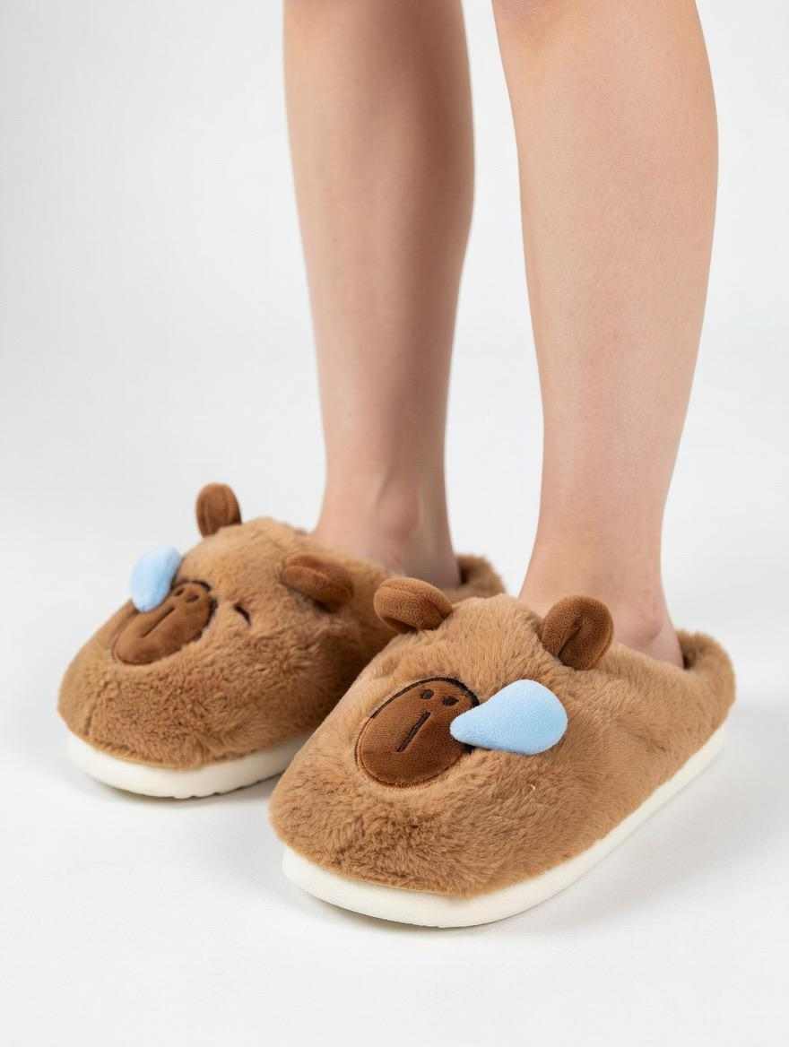 Capybara plush slippers cozy winter house slippers for women in Pakistan by Stuffeez.pk