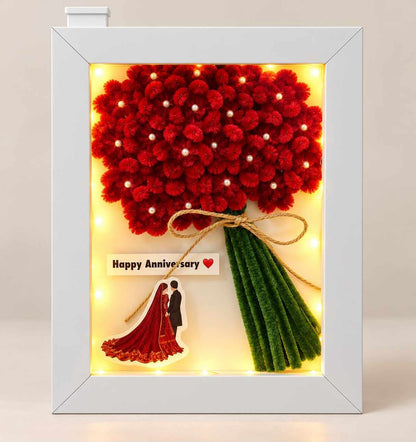Customized Anniversary Flower Frame with Red Flowers – Personalized Anniversary Gift in Pakistan | Stuffeez.pk