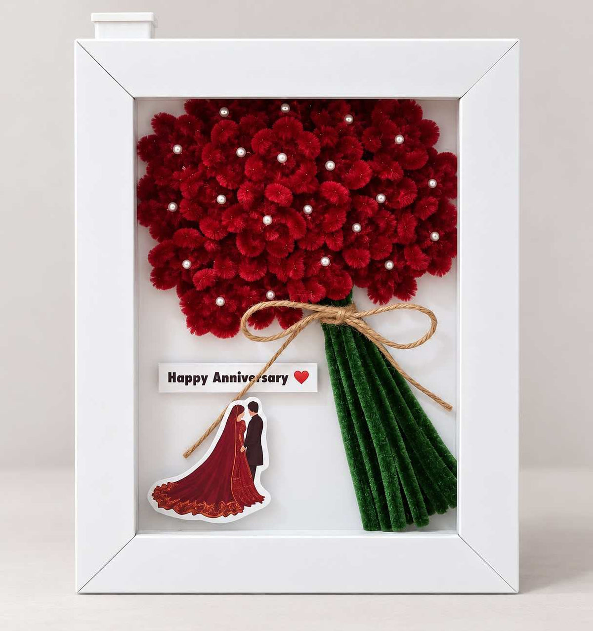 Customized Anniversary Flower Frame with Red Flowers – Personalized Anniversary Gift in Pakistan | Stuffeez.pk