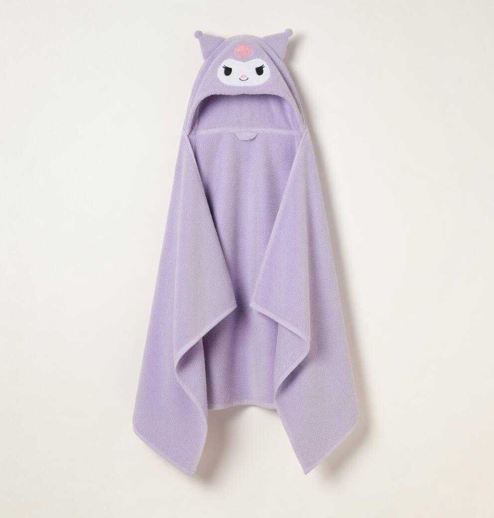 Kuromi hooded bathrobe soft plush anime robe for women in Pakistan by Stuffeez.pk