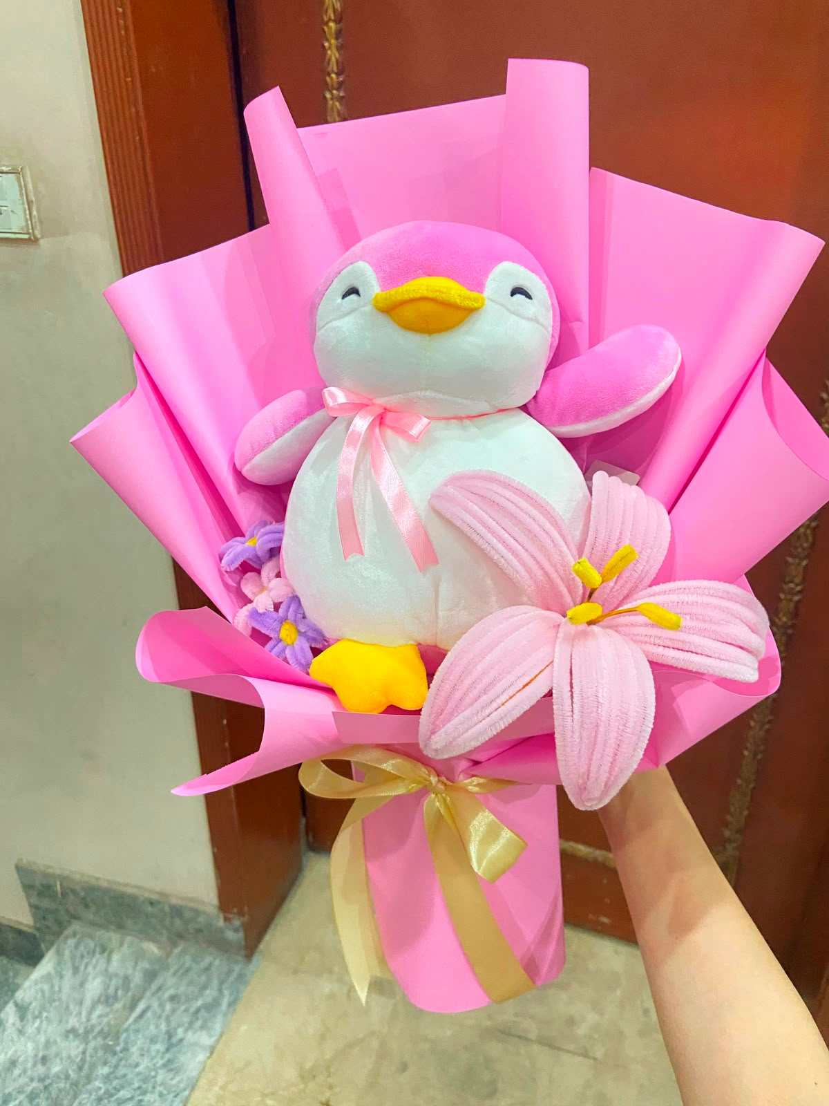 Pink Penguin Plush Bouquet gift