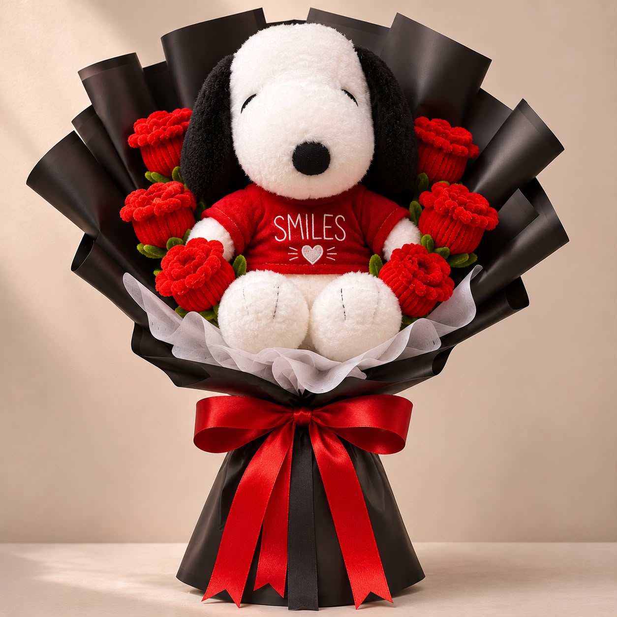Snoopy Plush Toy and Red Rose Flower Bouquet – Stuffeez.pk