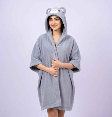 Cozy bear hooded bathrobe cute fluffy plush robe for home use Stuffeez.pk