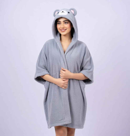 Cozy bear hooded bathrobe cute fluffy plush robe for home use Stuffeez.pk