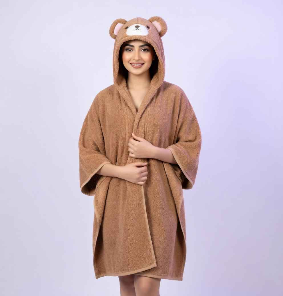 Warm stuffed bear bathrobe plush hoodie robe for women in Pakistan soft winter wear