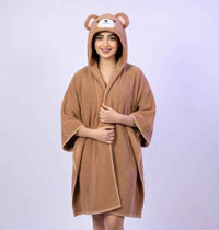 Warm stuffed bear bathrobe plush hoodie robe for women in Pakistan soft winter wear