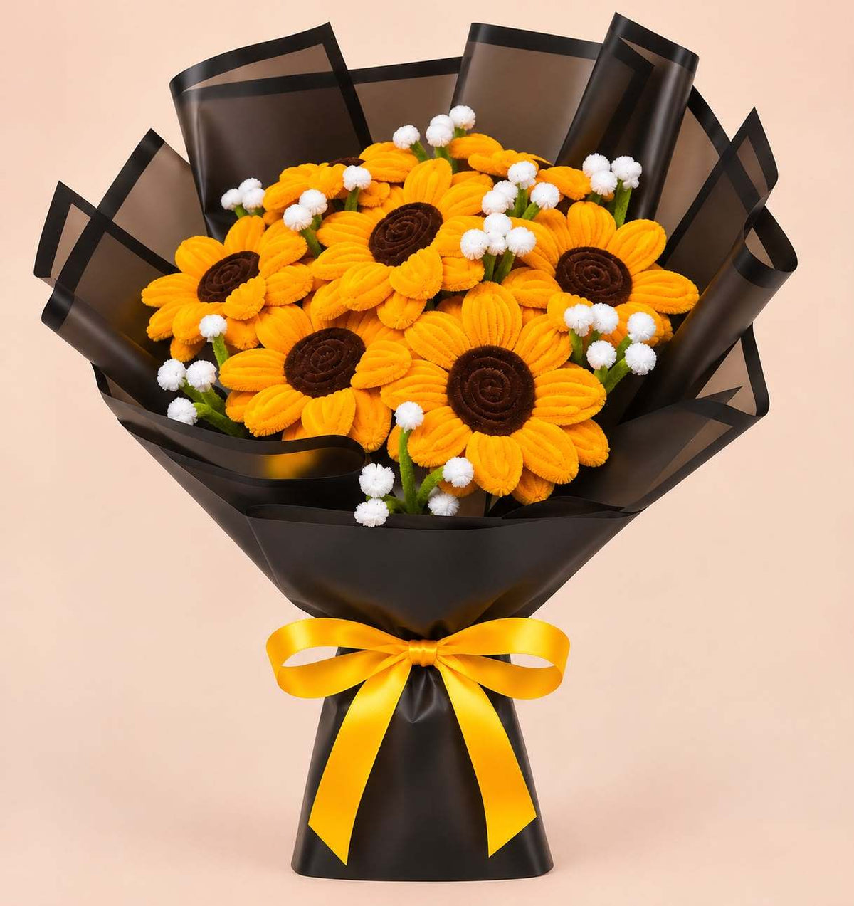 Sunflower Plush Flower Bouquet with black wrapping – Stuffeez.pk 