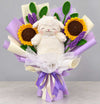 Sunflower and lavender lamb plush bouquet with cute stuffed toy gift.