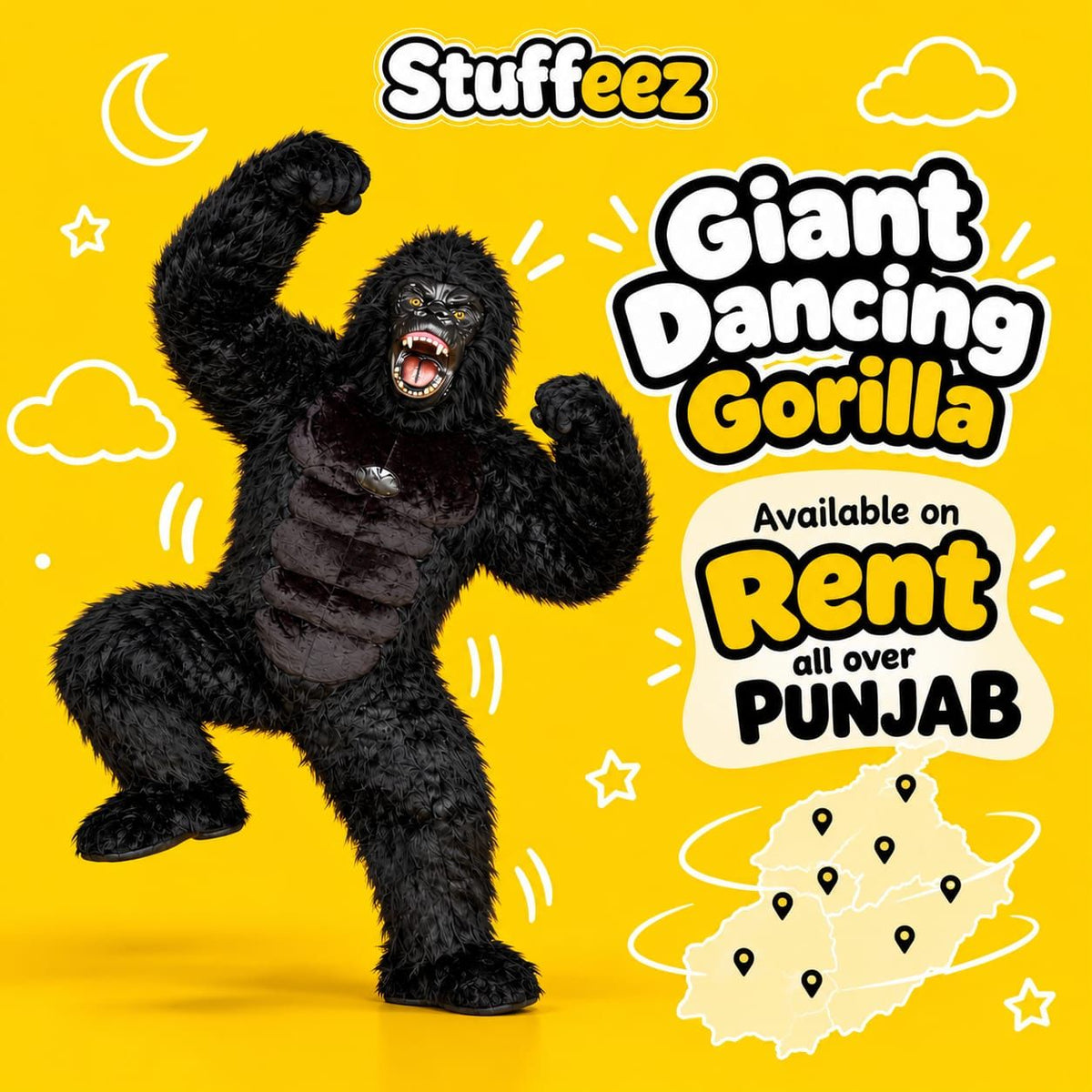 3 Meter Giant Dancing Gorilla for Rent in Punjab