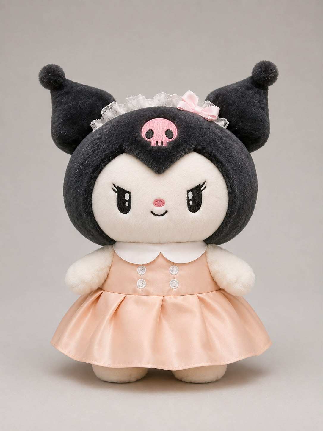 Kuromi Princess Plushie in peach dress premium plush toy