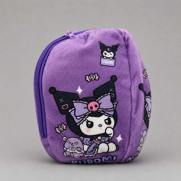 Cute purple Kuromi zip plushie transforming into cuddly plush toy