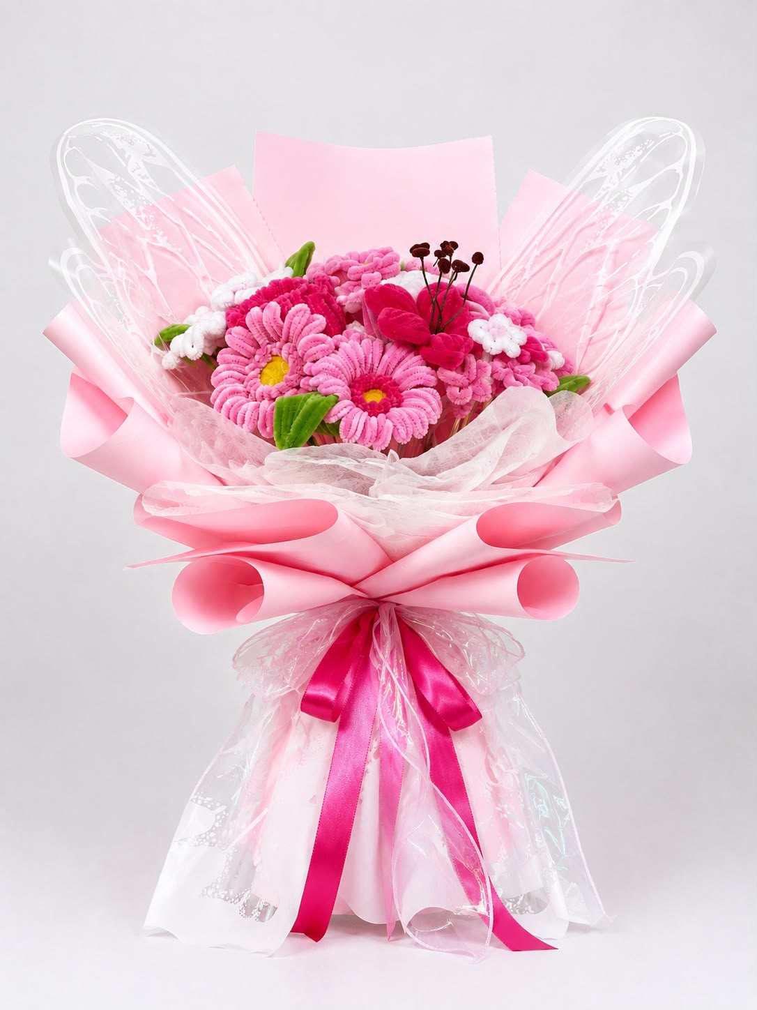 Pink Butterfly Floral Bouquet At stuffeez.pk